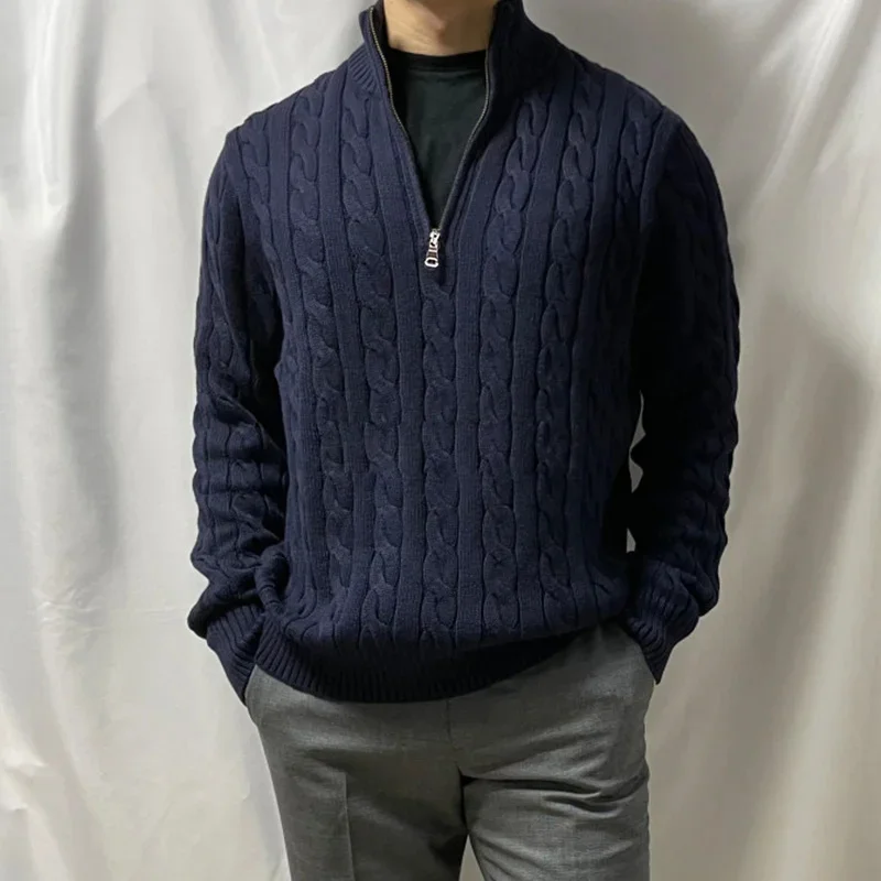 Autumn Winter 100%Cotton Pullovers Sweaters Men'S Casual Stand-Up Collar Half-Zip Knitted Overcoat Fit 8509
Autumn Winter 100%Cotton Pullovers Sweaters Men'S Casual Stand-Up Collar Half-Zip Knitted Overcoat Fit 8509