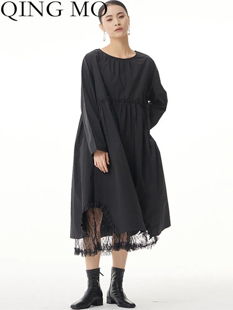 QING MO 2023 Spring Summer New Large Size Show Slim Women Dress With Lace Stitching At The Hem Black White ZXF1851
QING MO 2023 Spring Summer New Large Size Show Slim Women Dress With Lace Stitching At The Hem Black White ZXF1851