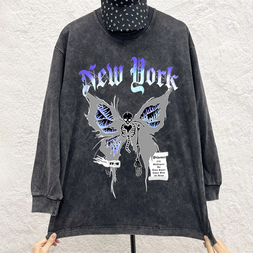 Streetwear Gothic Butterfly Print Women Casual Fashion Cotton Tops 2022 Men's Long Sleeve Washed Clothing Oversized T-Shirts
Streetwear Gothic Butterfly Print Women Casual Fashion Cotton Tops 2022 Men's Long Sleeve Washed Clothing Oversized T-Shirts