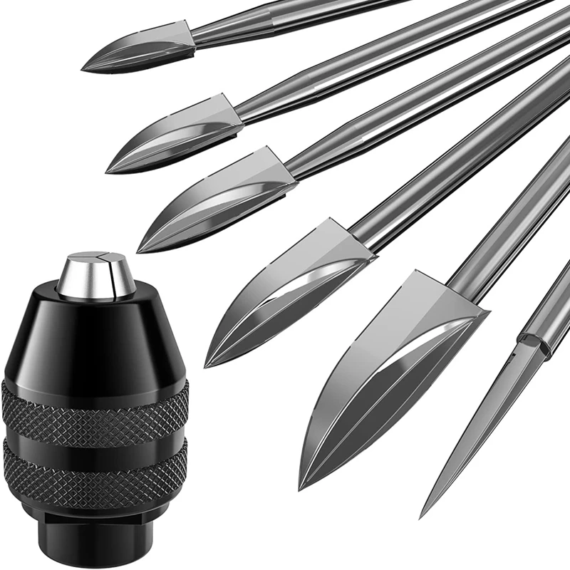 7Pcs Wood Carving Bits, 1/8Inchshank HSS Engraving Drill Tool Wood Crafts Grinding Accessories With 4486 Chuck
7Pcs Wood Carving Bits, 1/8Inchshank HSS Engraving Drill Tool Wood Crafts Grinding Accessories With 4486 Chuck