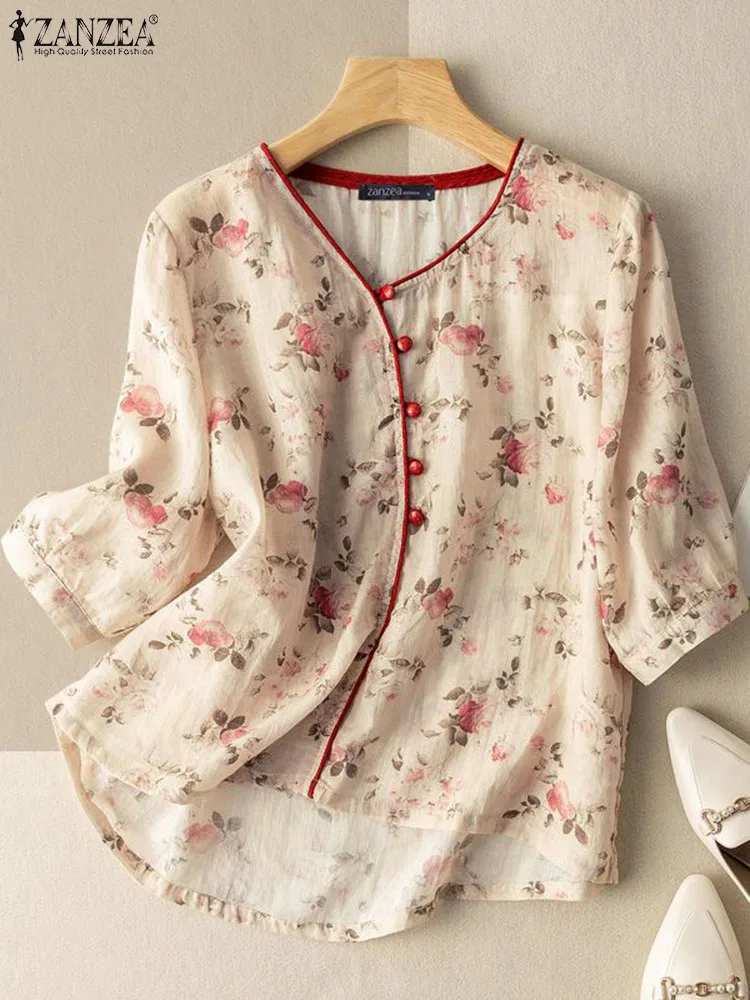 ZANZEA Vintage Tops Bohemian Retro Women Flower Printed Shirts 2023 Autumn 3/4 Sleeve Holiday Blouses Fashion Buttons Tunics
ZANZEA Vintage Tops Bohemian Retro Women Flower Printed Shirts 2023 Autumn 3/4 Sleeve Holiday Blouses Fashion Buttons Tunics