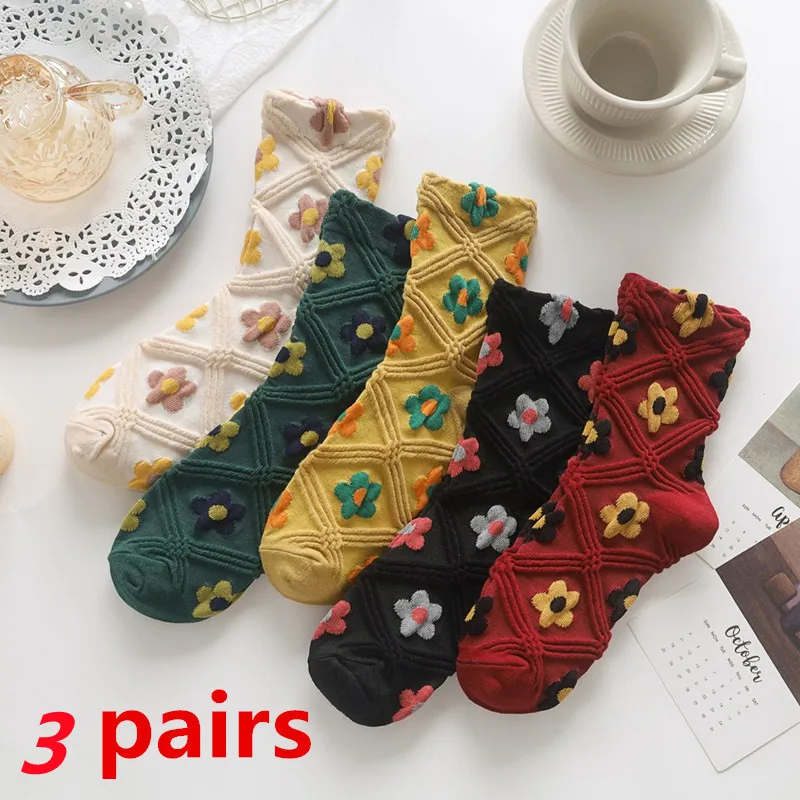 3Pairs Lot Fashion Harajuku Woman Floral Vintage Flower Socks Ethnic Kawaii Cute Cotton Casual Breathable Ladies Girls Funny
3Pairs Lot Fashion Harajuku Woman Floral Vintage Flower Socks Ethnic Kawaii Cute Cotton Casual Breathable Ladies Girls Funny