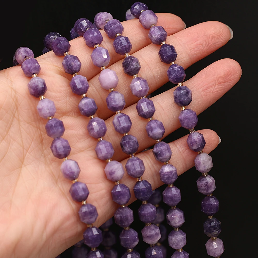 

Natural Fluorite Stone Beads Purple Roundle Faceted Loose Spacer Beads For Jewelry Making DIY Bracelet Strands 8mm