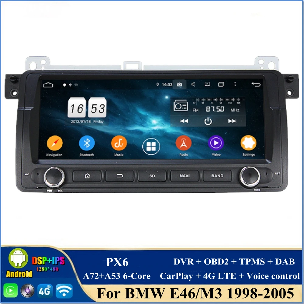4gb+64gb PX6 6-Core Android 10.0 Car dvd Player for BMW E46 M3 1998-2005 GPS DSP Radio Head unit Bluetooth 5.0 WIFI CarPlay
4gb+64gb PX6 6-Core Android 10.0 Car dvd Player for BMW E46 M3 1998-2005 GPS DSP Radio Head unit Bluetooth 5.0 WIFI CarPlay
