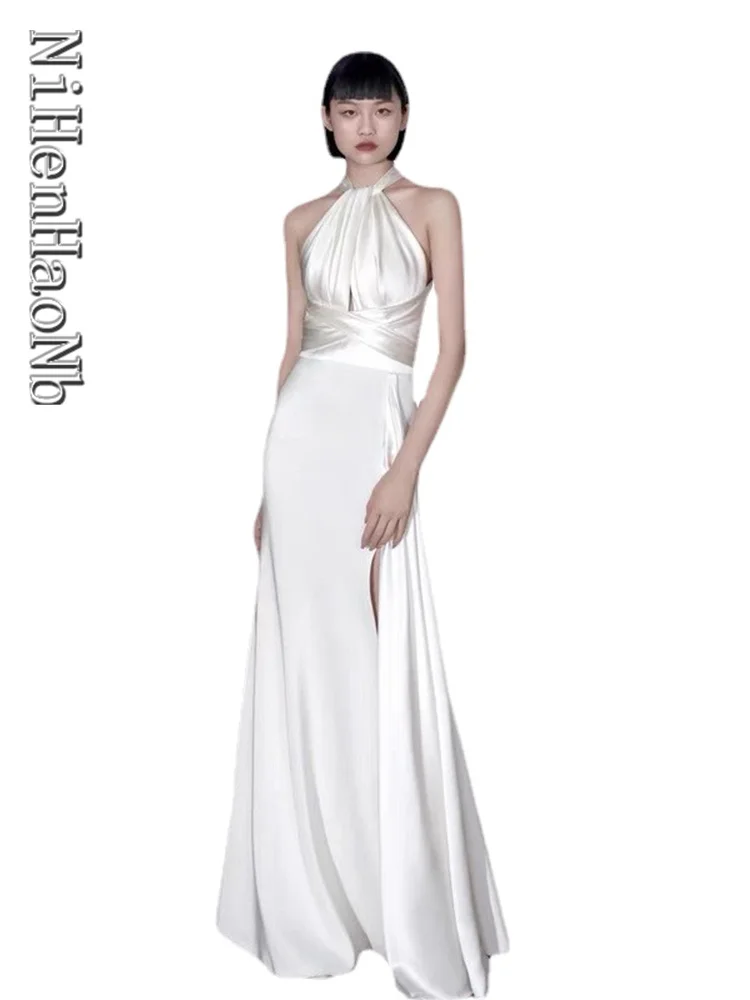 Women Elegant Halter Satin Wedding Dress 2023 Fashion Sexy Summer Backless Vintage Party Vestido Novia
Women Elegant Halter Satin Wedding Dress 2023 Fashion Sexy Summer Backless Vintage Party Vestido Novia