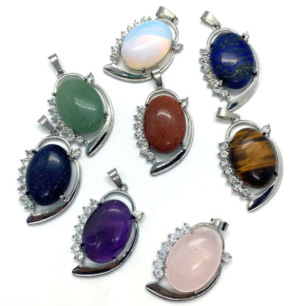 Natural Stone Necklace Pendant Oval Tiger Eye Rose Quartz Amethyst Charm Jewelry DIY Making Earrings Bracelet Accessories
Natural Stone Necklace Pendant Oval Tiger Eye Rose Quartz Amethyst Charm Jewelry DIY Making Earrings Bracelet Accessories