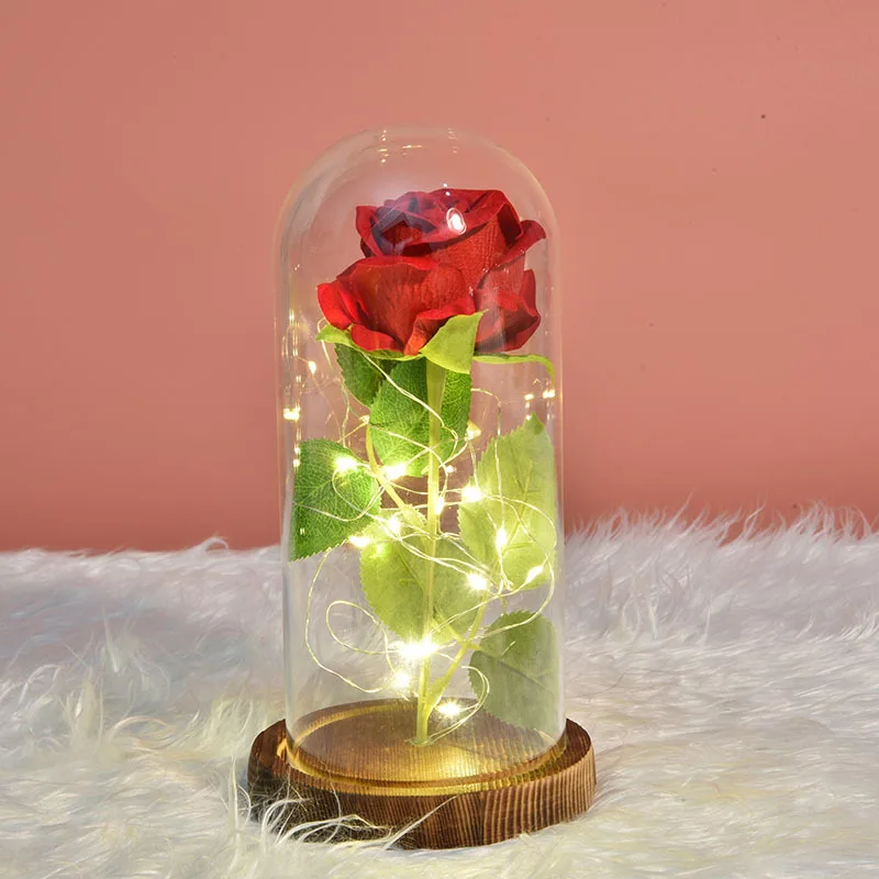 

Rose In LED Glass Dome Forever Rose Red Rose Valentine's Day Mother's Day Special Romantic Gift Artificial Flower Birthday Gift