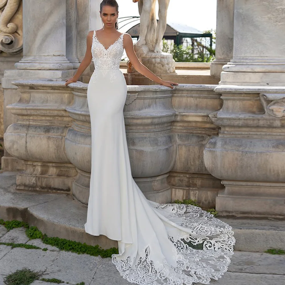 Bohemian Wedding Dresses V-Neck Sleeveless Satin Dress Mermaid Backless Floor Length Lace Vintage Bridal Gowns свадебное платье
Bohemian Wedding Dresses V-Neck Sleeveless Satin Dress Mermaid Backless Floor Length Lace Vintage Bridal Gowns свадебное платье