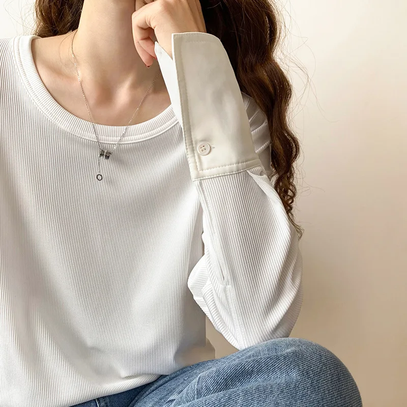 Spring/autumn Solid Threaded Shirt Women Sleeve Design Sense Niche Long Sleeve T-shirt 2023 New Korean Version Loose Base Shirt
Spring/autumn Solid Threaded Shirt Women Sleeve Design Sense Niche Long Sleeve T-shirt 2023 New Korean Version Loose Base Shirt