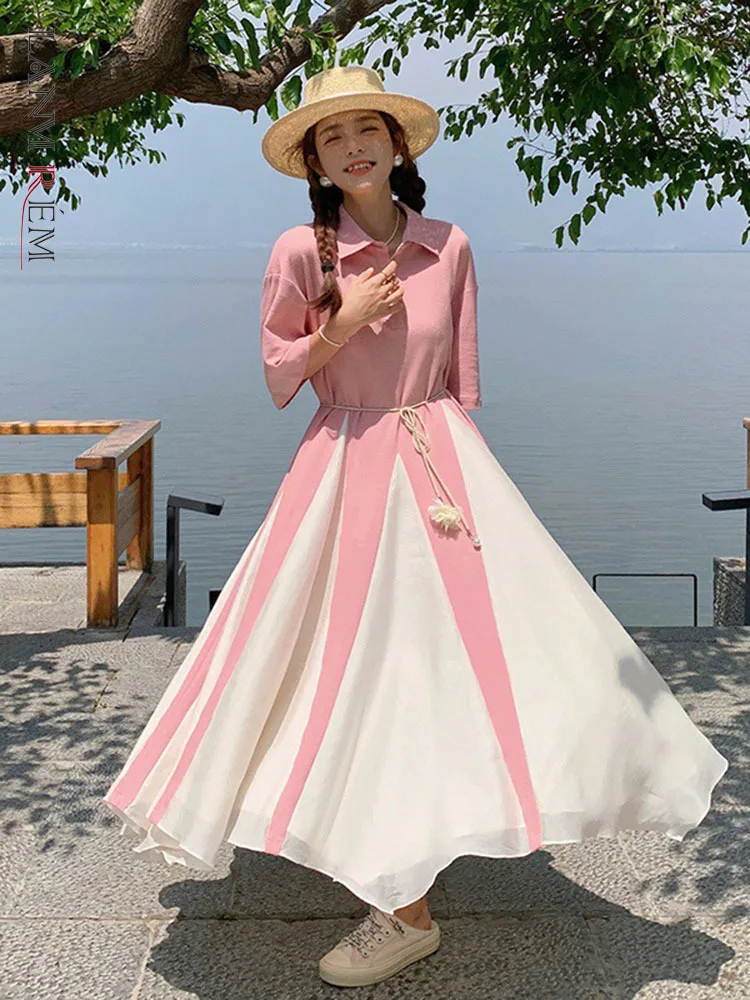 LANMREM Color Block Loose Long Dress Women 2022 Summer Lapel Stitching Chic Dresses Ladies Korean Style Fashion Clothing 2R2917 
LANMREM Color Block Loose Long Dress Women 2022 Summer Lapel Stitching Chic Dresses Ladies Korean Style Fashion Clothing 2R2917