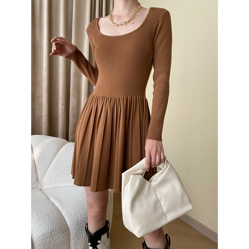 Женское облегающее Плиссированное вязаное мини-платье, черные, коричневые, серые осенние платья-свитеры с длинным рукавом
Женское облегающее Плиссированное вязаное мини-платье, черные, коричневые, серые осенние платья-свитеры с длинным рукавом