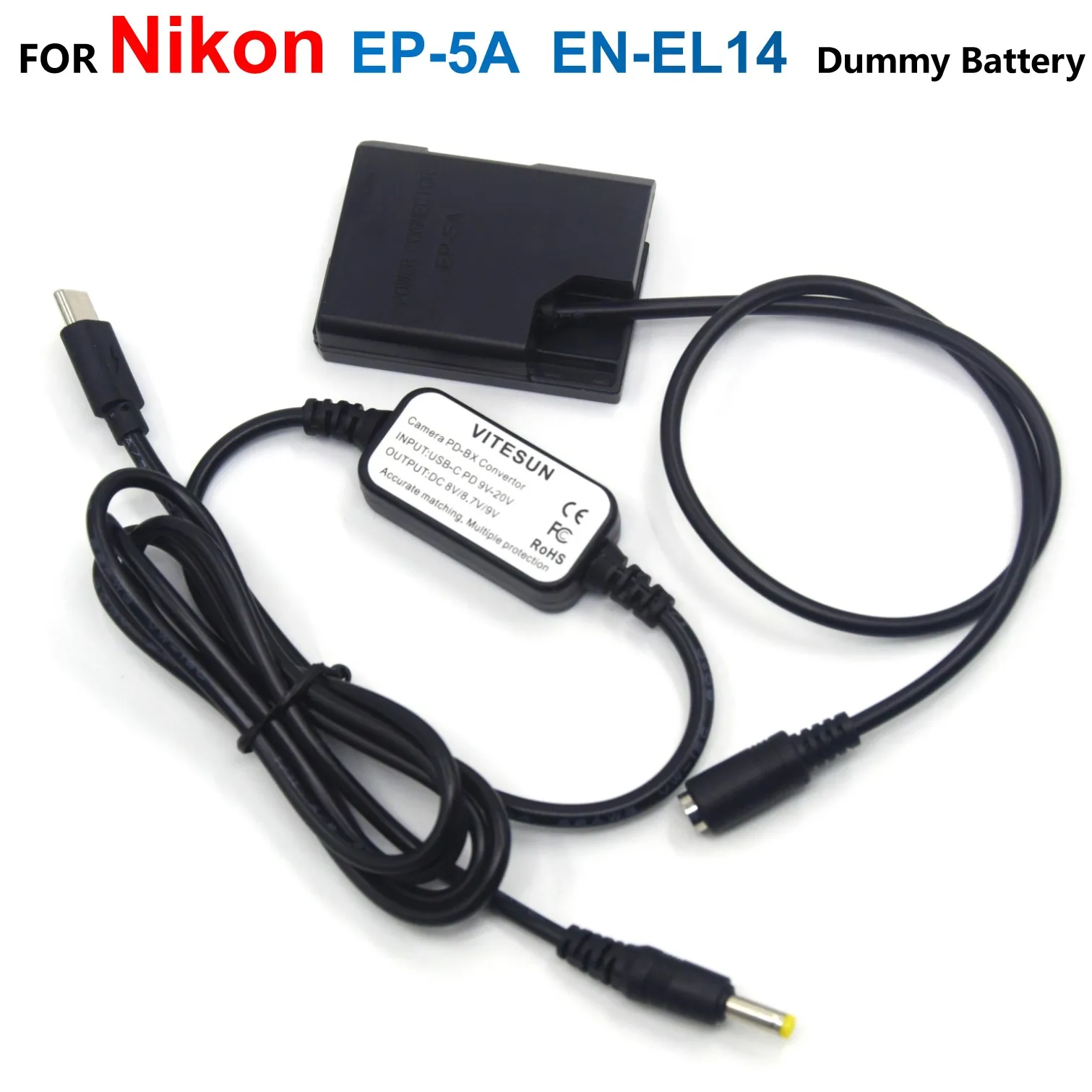 EP-5A DC Coupler EN-EL14 ENEL14 Dummy Battery + MH-24 USB-C PD Adapter Cable EH5A For Nikon P7800 D5500 D5600 D3300 D3400 D5100
EP-5A DC Coupler EN-EL14 ENEL14 Dummy Battery + MH-24 USB-C PD Adapter Cable EH5A For Nikon P7800 D5500 D5600 D3300 D3400 D5100