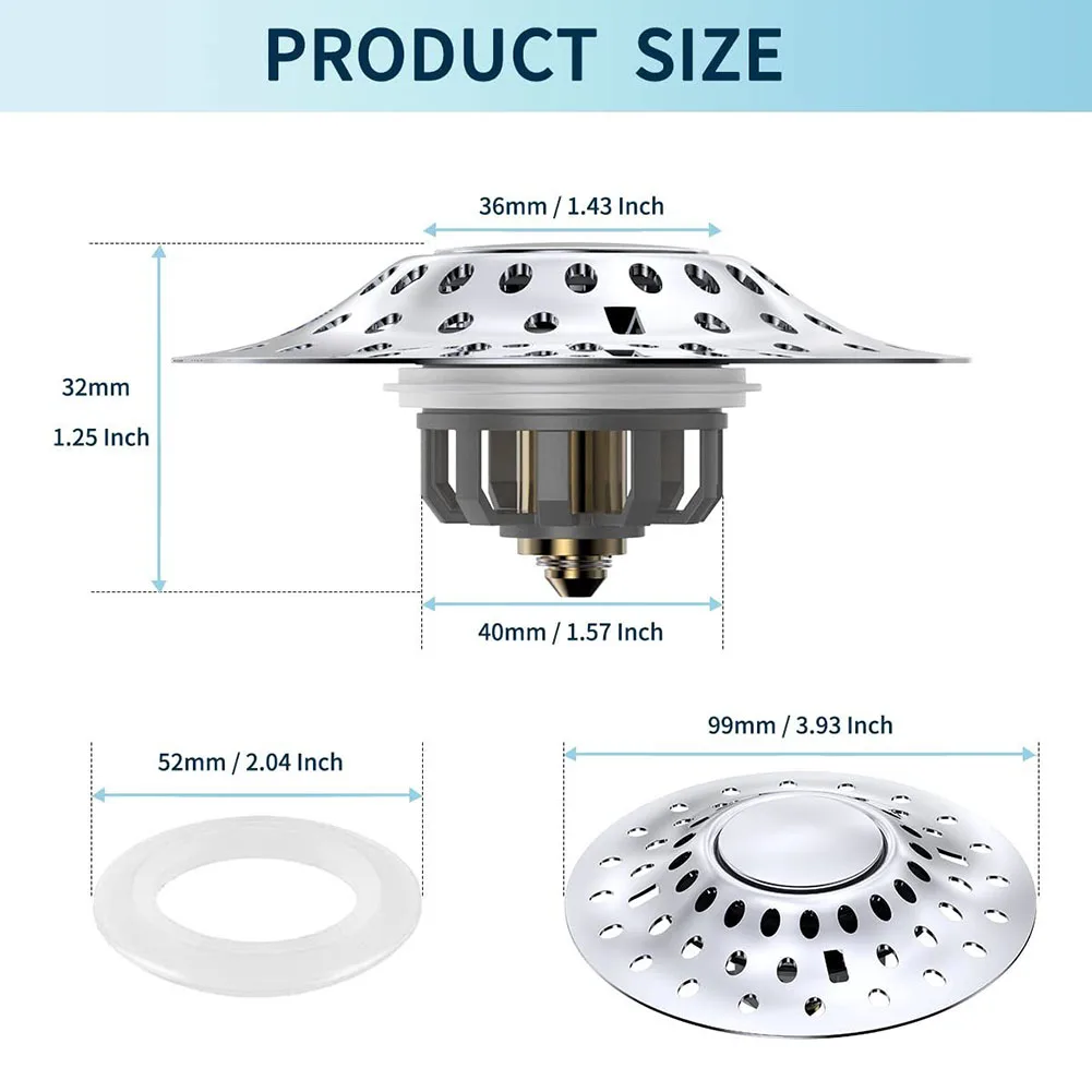 Stainless Steel Bathtub Stopper With Shower Drain Hair Catcher Bathtub Drain Plug Sink Strainer Waste Sink Plug For 41-51mm Hole
Stainless Steel Bathtub Stopper With Shower Drain Hair Catcher Bathtub Drain Plug Sink Strainer Waste Sink Plug For 41-51mm Hole