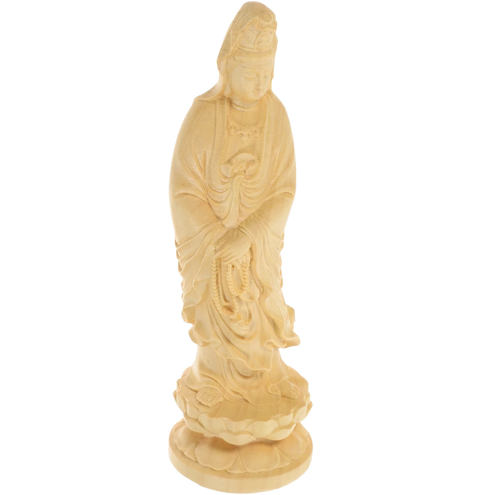 

Statue Yin Guanyin Figurine Sculpture Goddess Quan Kuan Wooden Buddhism Mercy Decoration Kwan Chinese Luck Wood Decor Compassion