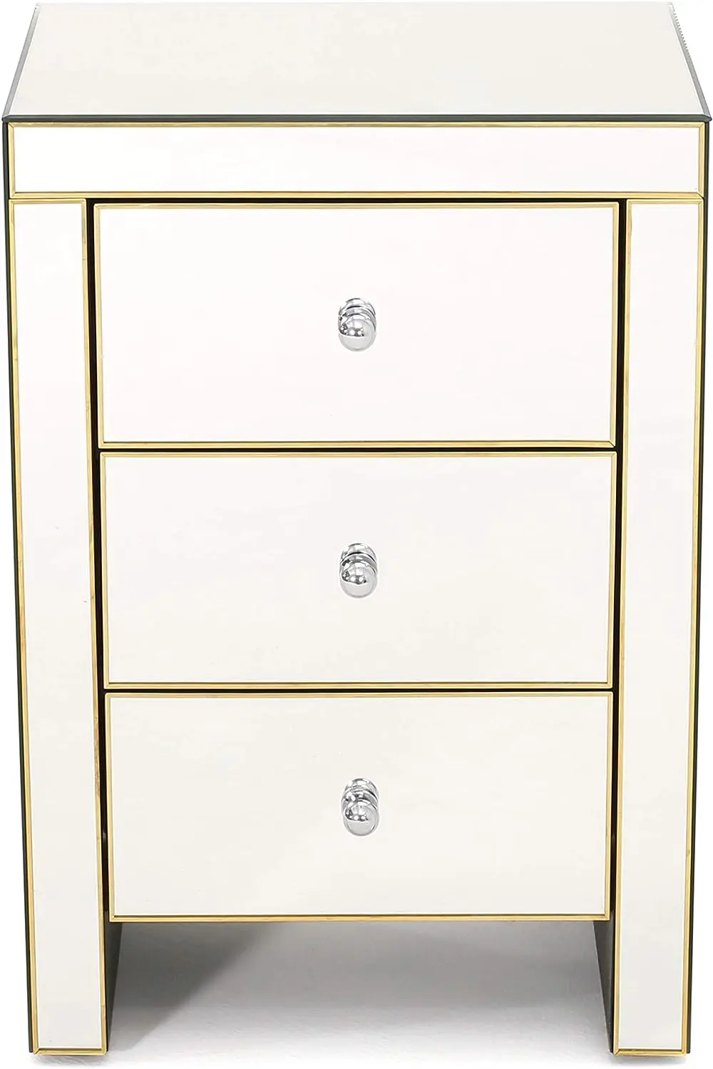 Mirrored 3-Drawer Side Table, Mirror / Gold 
Mirrored 3-Drawer Side Table, Mirror / Gold