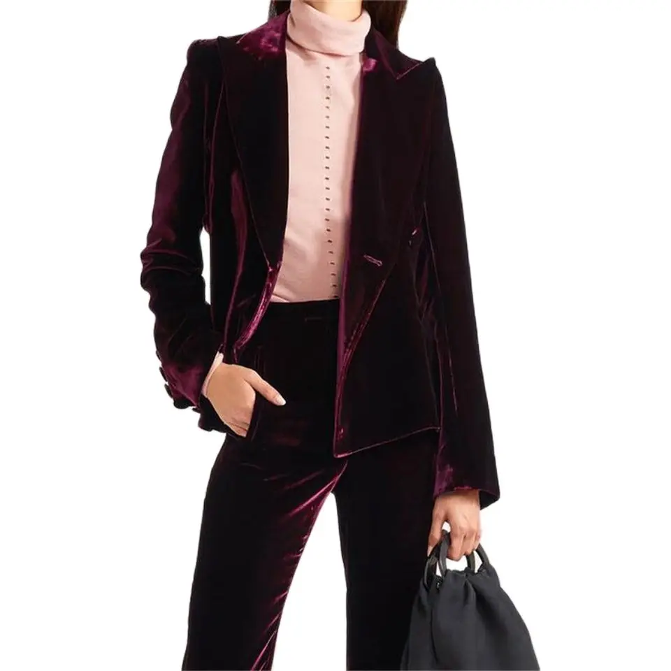 Burgundy Velvet Women Suits Slim Fit Women Pantsuits Jacket Women Suit Women Tailored Peak Collar Jacket Suits Female Ladies
Burgundy Velvet Women Suits Slim Fit Women Pantsuits Jacket Women Suit Women Tailored Peak Collar Jacket Suits Female Ladies