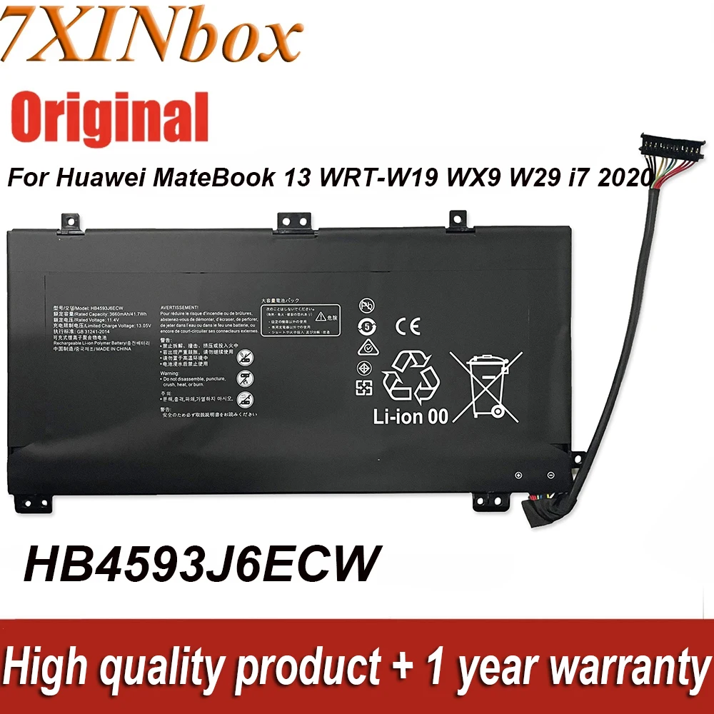 

7XINbox 11.4V 41.7Wh 3660mAh HB4593J6ECW Original Laptop Battery For Huawei MateBook 13 WRT-W19 WX9 W29 i7 HN-W19L Notebook