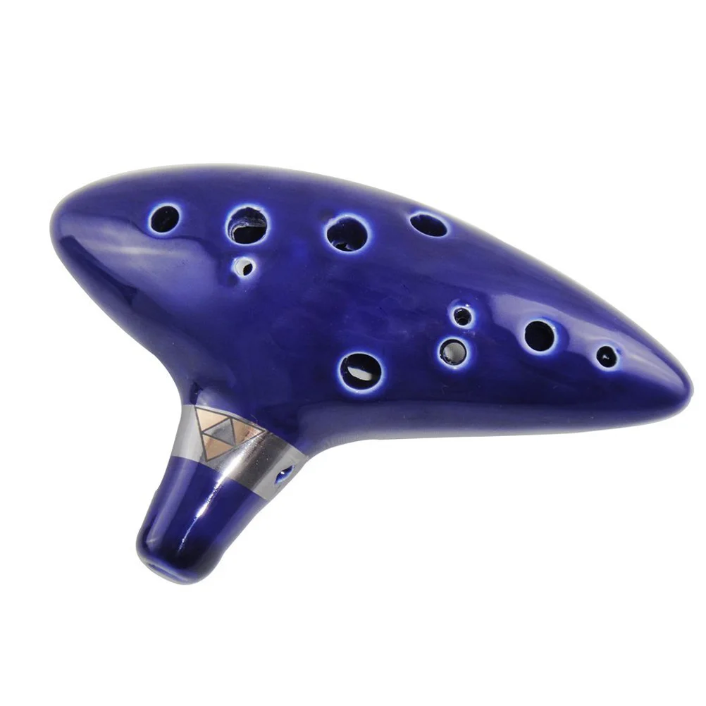 

Забавная Керамическая Флейта Ocarina с 12 отверстиями из черной искусственной кожи (синяя)