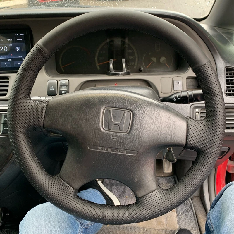 

Оплетка на руль автомобиля, чехол из черной натуральной кожи для Honda CRV CR-V 1997-2001 Accord 6 1998-2002 Odyssey 1998-2001