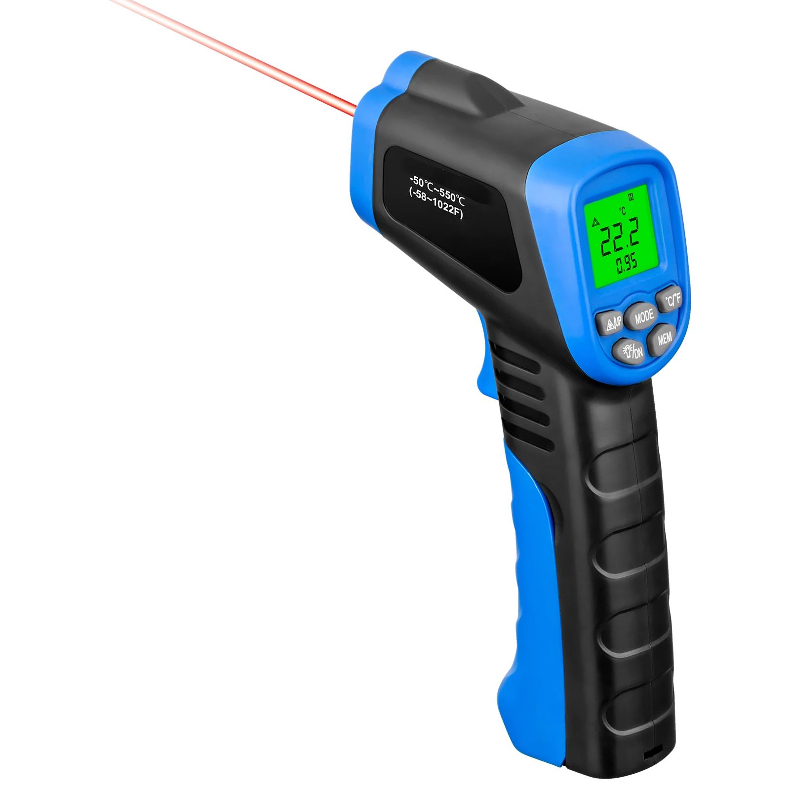 BT-981C Non-Contact Digital Infrared Thermometer Temperature Gun Instant-Read (-50℃ to 550℃) 0.1-1.0 Adjustable Emissivity/Alarm
BT-981C Non-Contact Digital Infrared Thermometer Temperature Gun Instant-Read (-50℃ to 550℃) 0.1-1.0 Adjustable Emissivity/Alarm