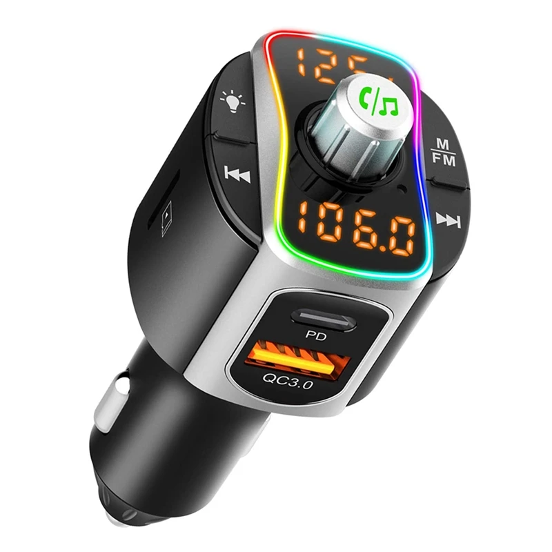 Bluetooth 5.0 Car FM Transmitter,Car Audio Adapter Receiver,QC3.0 Charging Hands Free Car Kit With 7-Color Backlit
Bluetooth 5.0 Car FM Transmitter,Car Audio Adapter Receiver,QC3.0 Charging Hands Free Car Kit With 7-Color Backlit