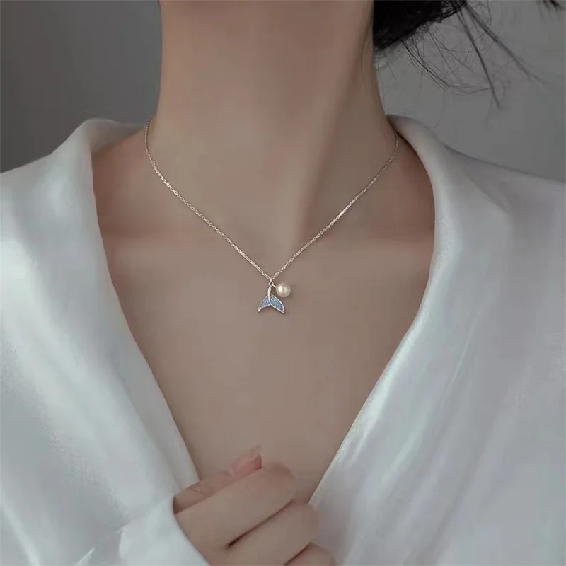 Whale Tail Pendant Boho Women Necklace Pearl Fishtail Necklace Collar Mermaid Silver Plated Necklace Jewelry Accessories
Whale Tail Pendant Boho Women Necklace Pearl Fishtail Necklace Collar Mermaid Silver Plated Necklace Jewelry Accessories