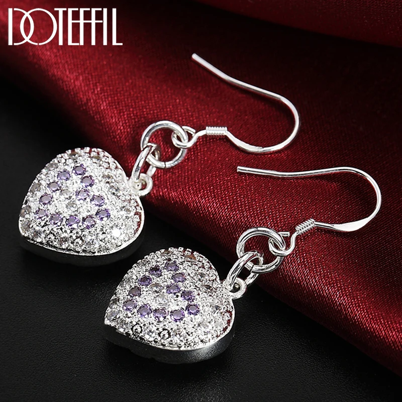 DOTEFFIL 925 Sterling Silver Heart Purple AAA Zircon Drop Earring For Women Wedding Engagement Party Fashion Charm Jewelry
DOTEFFIL 925 Sterling Silver Heart Purple AAA Zircon Drop Earring For Women Wedding Engagement Party Fashion Charm Jewelry