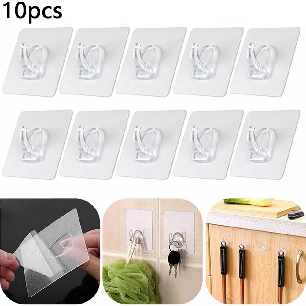 10pcs Transparent Hooks Strong Sticky Heavy Duty Wall Seamless Adhesive Hooks Hanging Hook For Kitchen Bathroom
10pcs Transparent Hooks Strong Sticky Heavy Duty Wall Seamless Adhesive Hooks Hanging Hook For Kitchen Bathroom