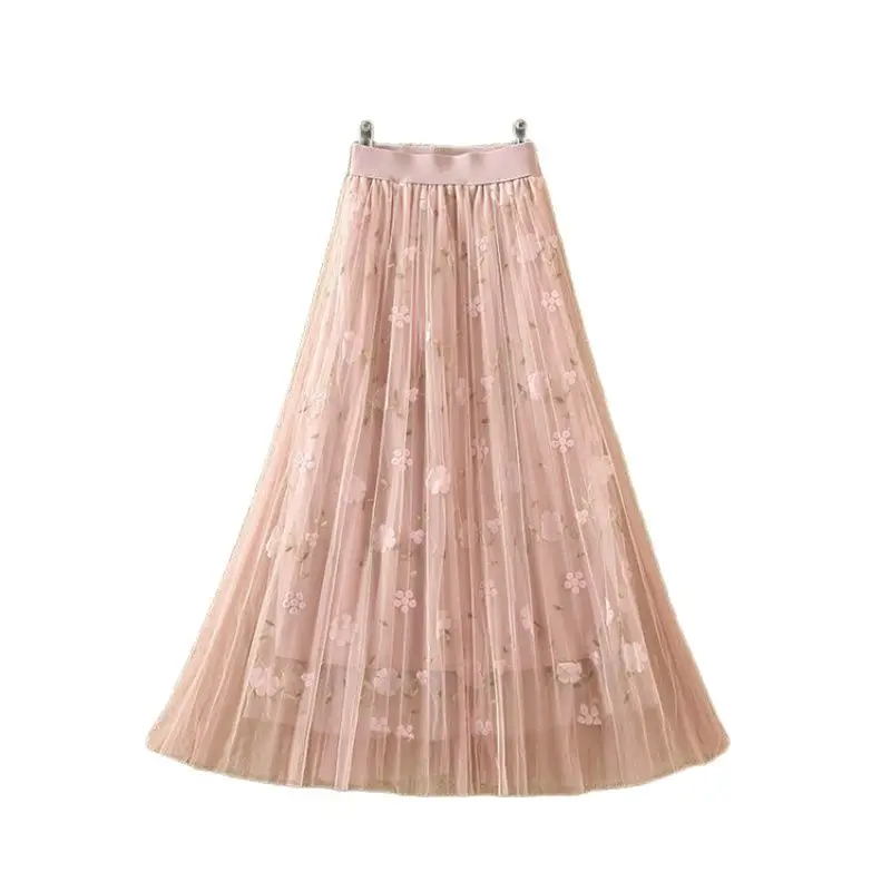 Women Spring Summer Skirt Mid-length A-line Skirt Lady Korean Lace Net Yarn Skirt Wearable In All Seasons D1058
Women Spring Summer Skirt Mid-length A-line Skirt Lady Korean Lace Net Yarn Skirt Wearable In All Seasons D1058
