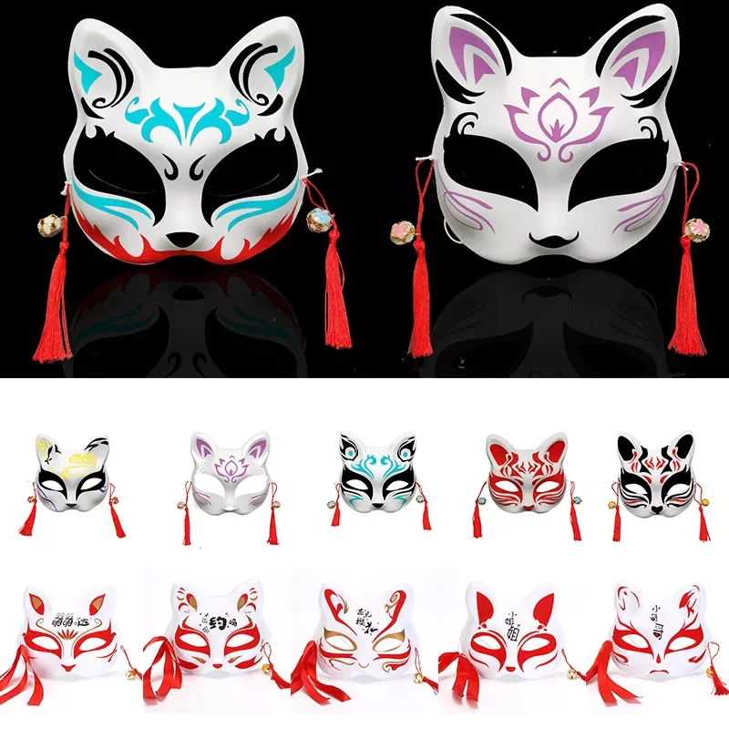 

Маска ручная роспись японская полумаска кошки маскарадные маски на Хэллоуин Косплей Костюм реквизит для вечерние