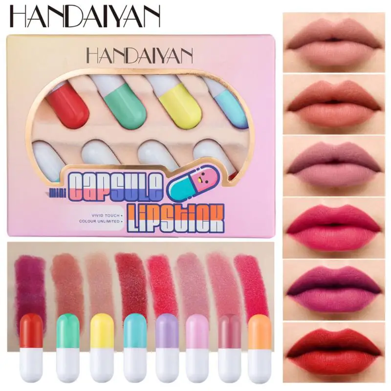 HANDAIYAN Matte Lipsticks 8 Colors Waterproof Velvet Lip Sticks Cosmetic Easy To Wear Sexy Red Brown Makeup Capsules Lipstick
HANDAIYAN Matte Lipsticks 8 Colors Waterproof Velvet Lip Sticks Cosmetic Easy To Wear Sexy Red Brown Makeup Capsules Lipstick