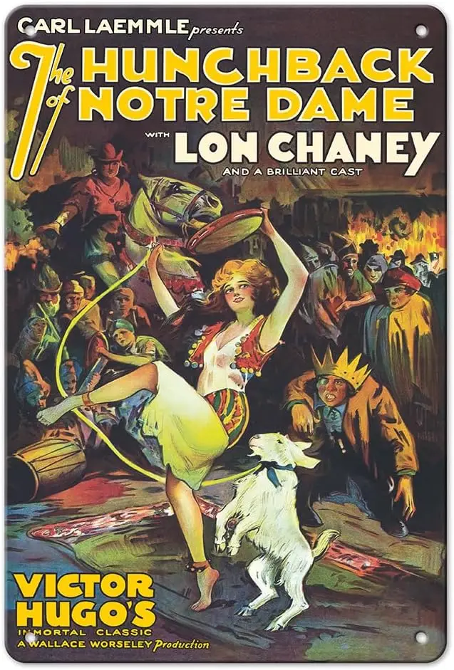 The Hunchbck of Notre Dme - Strrng Lon Chney Плакат Vntge Flm Move c.1929-8 x 12 nch Metl Tn Sgn