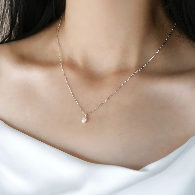 Natural Freshwater Pearl Necklace 925 Sterling Silver Chain for Women Wedding Gift
Natural Freshwater Pearl Necklace 925 Sterling Silver Chain for Women Wedding Gift