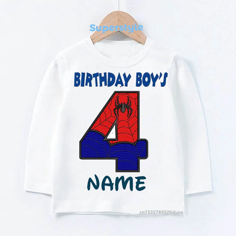 Marvel Spiderman White Long Sleeve T-Shirt Birthday Spiderman Personalize Name Shirt for Boys 2 3 4 5 6 7 8 9 Years Boys Clothes
Marvel Spiderman White Long Sleeve T-Shirt Birthday Spiderman Personalize Name Shirt for Boys 2 3 4 5 6 7 8 9 Years Boys Clothes