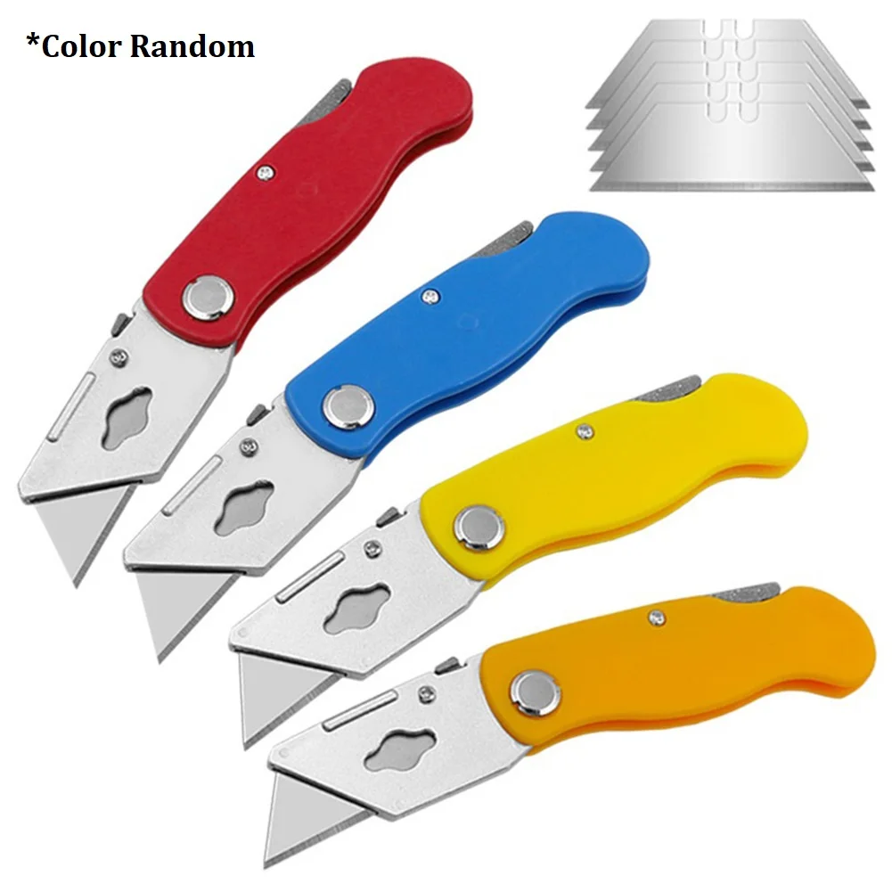 

1PC Random Color Folding Knives Hook Cutter Blade Portable Sharp Knife For Cutting Wood Plastic Paper Art Cutter DIY Hand Tools