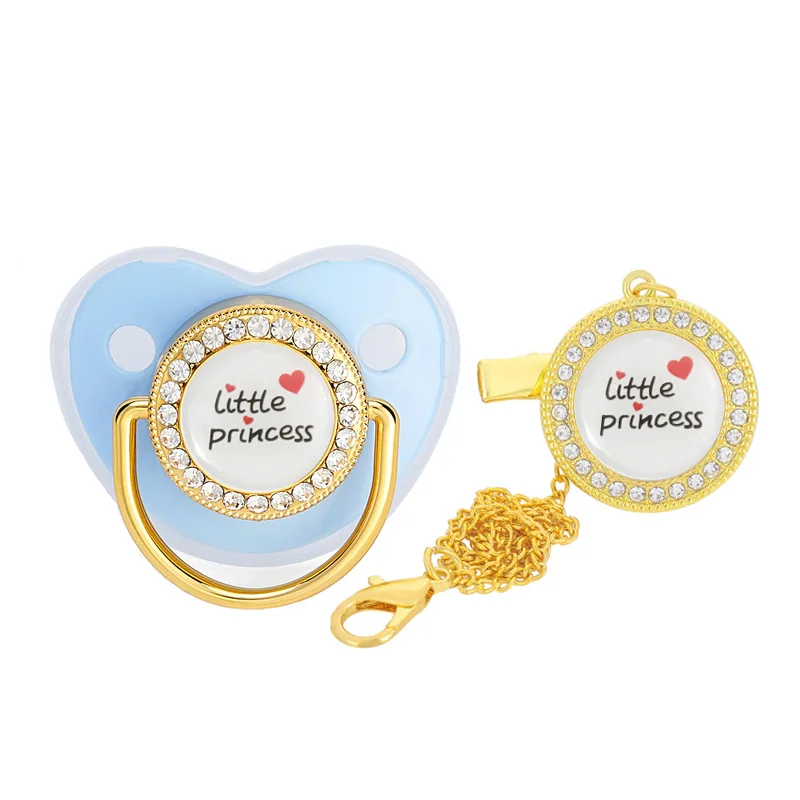 Multi color Letters Luxury Gold Crown Baby Pacifier With Clip Silicone Dummy Nipple Bling Pacifier Baby Shower Gift Princess
Multi color Letters Luxury Gold Crown Baby Pacifier With Clip Silicone Dummy Nipple Bling Pacifier Baby Shower Gift Princess