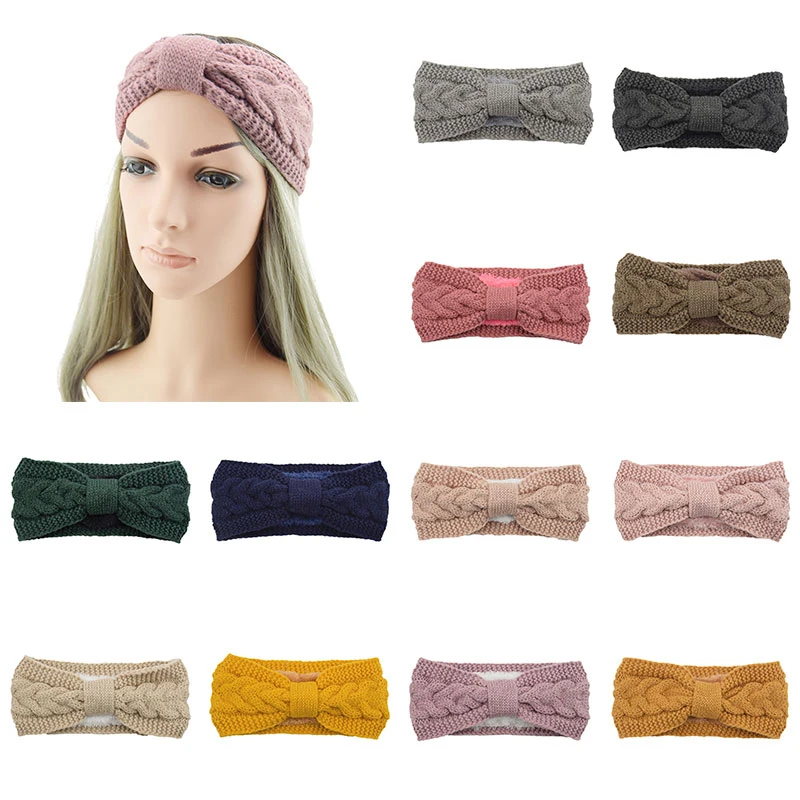 

Wool Yarn Knitting Headband Winter Warm Wide Headwrap Warmer Soft Elastic Furry Fleece Turban Lined Stretch Plush Fur Hairband