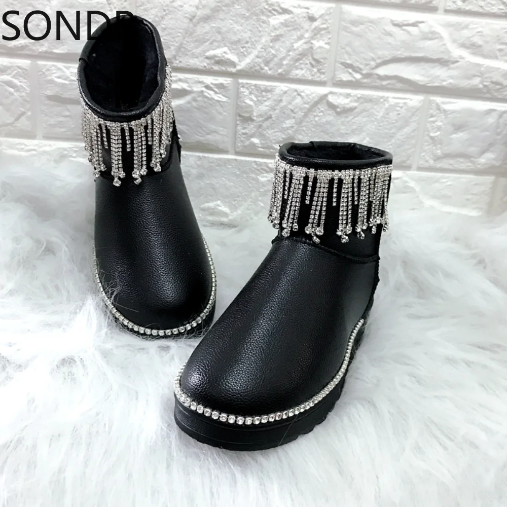 Womens Round Toe Rhinestones Tassels Ankle Boots Warm Winter Snow Flats Thick Shoes Australian DIY New 2022
Womens Round Toe Rhinestones Tassels Ankle Boots Warm Winter Snow Flats Thick Shoes Australian DIY New 2022