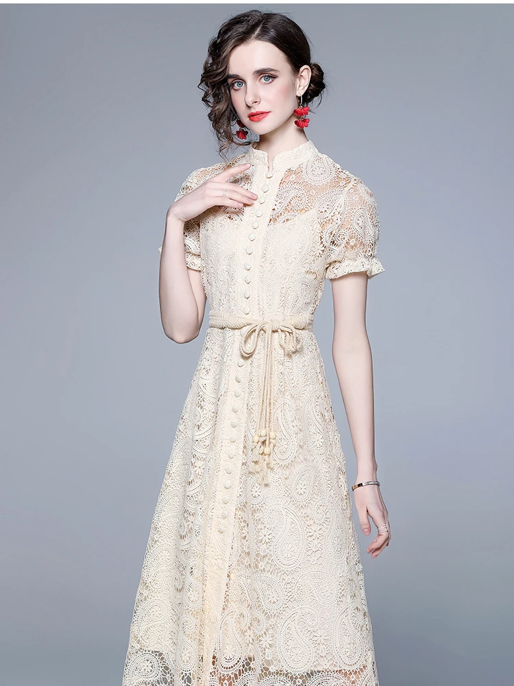 Aibeautyer New Vintage Summer Solid Slim Full Button Lady Dress A Line O Neck Single Breasted Mid-Calf Women Dresses
Aibeautyer New Vintage Summer Solid Slim Full Button Lady Dress A Line O Neck Single Breasted Mid-Calf Women Dresses