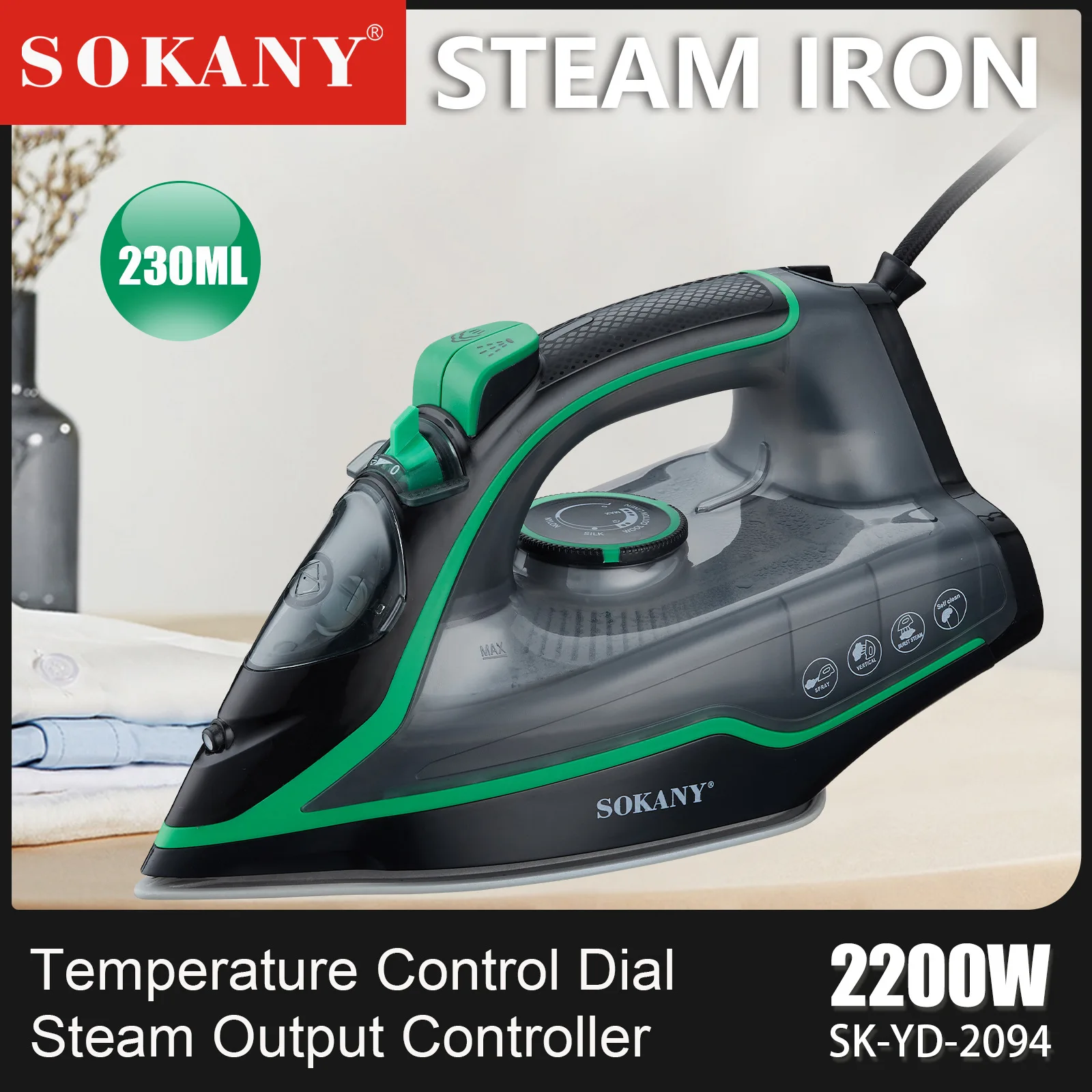 

Steam Iron for Clothes with Titanium Infused Ceramic Soleplate, 2200 Watts, Professional Grade