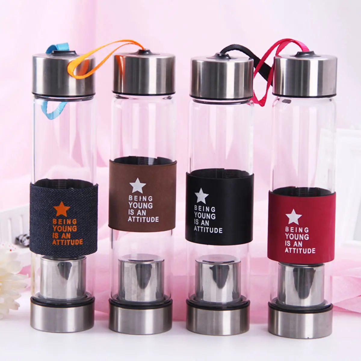 450ml Water Bottle with Tea Strainer Carry Loop Outdoor Travel Sport Drink Protein Shaker Portable Large Capacity Drinkware
450ml Water Bottle with Tea Strainer Carry Loop Outdoor Travel Sport Drink Protein Shaker Portable Large Capacity Drinkware