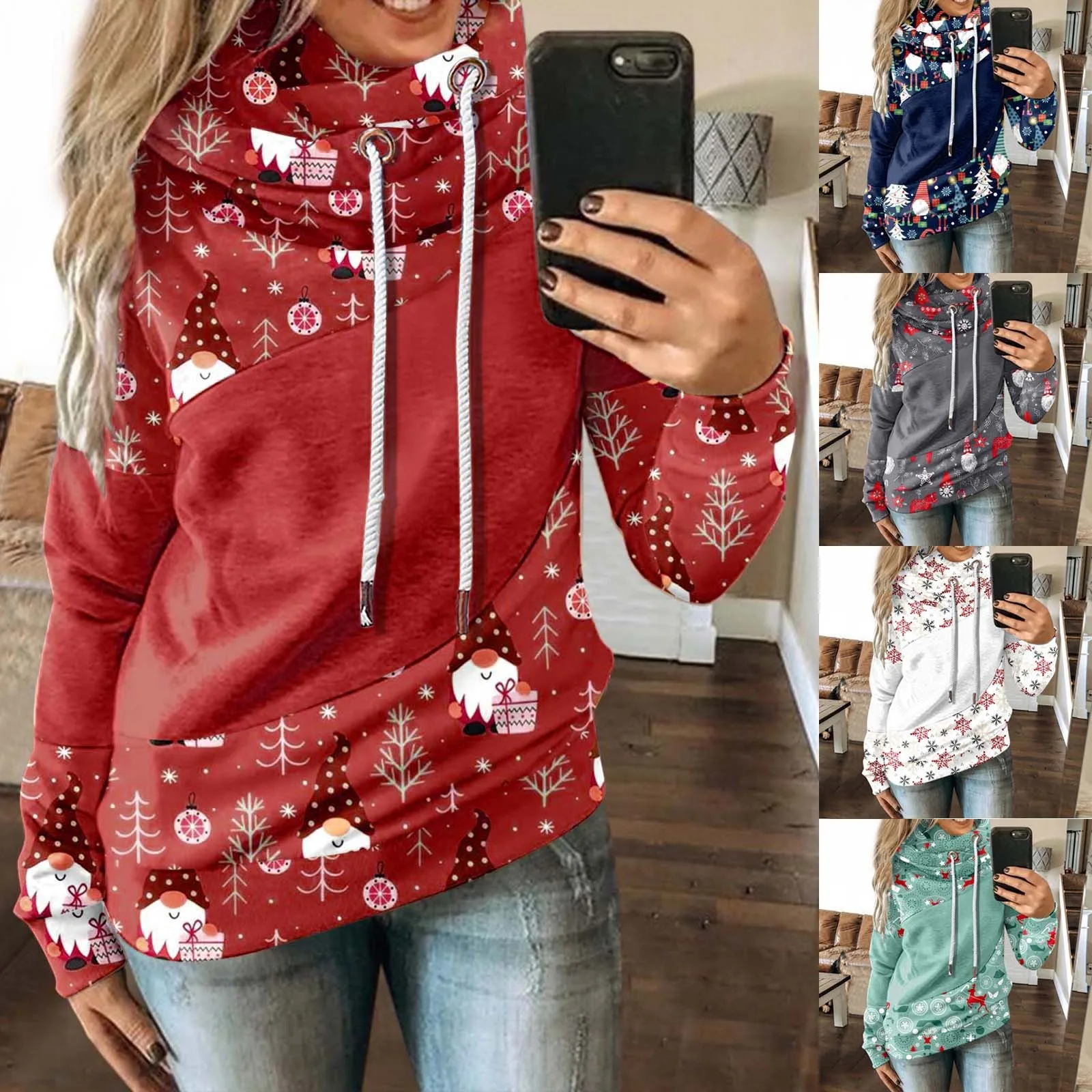 Winter Christmas Womens Sweatshirt Santa Elk Pattern Patchwork Hooded Pullovers Tops Ladies Casual Hoodies Streetwear A40
Winter Christmas Womens Sweatshirt Santa Elk Pattern Patchwork Hooded Pullovers Tops Ladies Casual Hoodies Streetwear A40