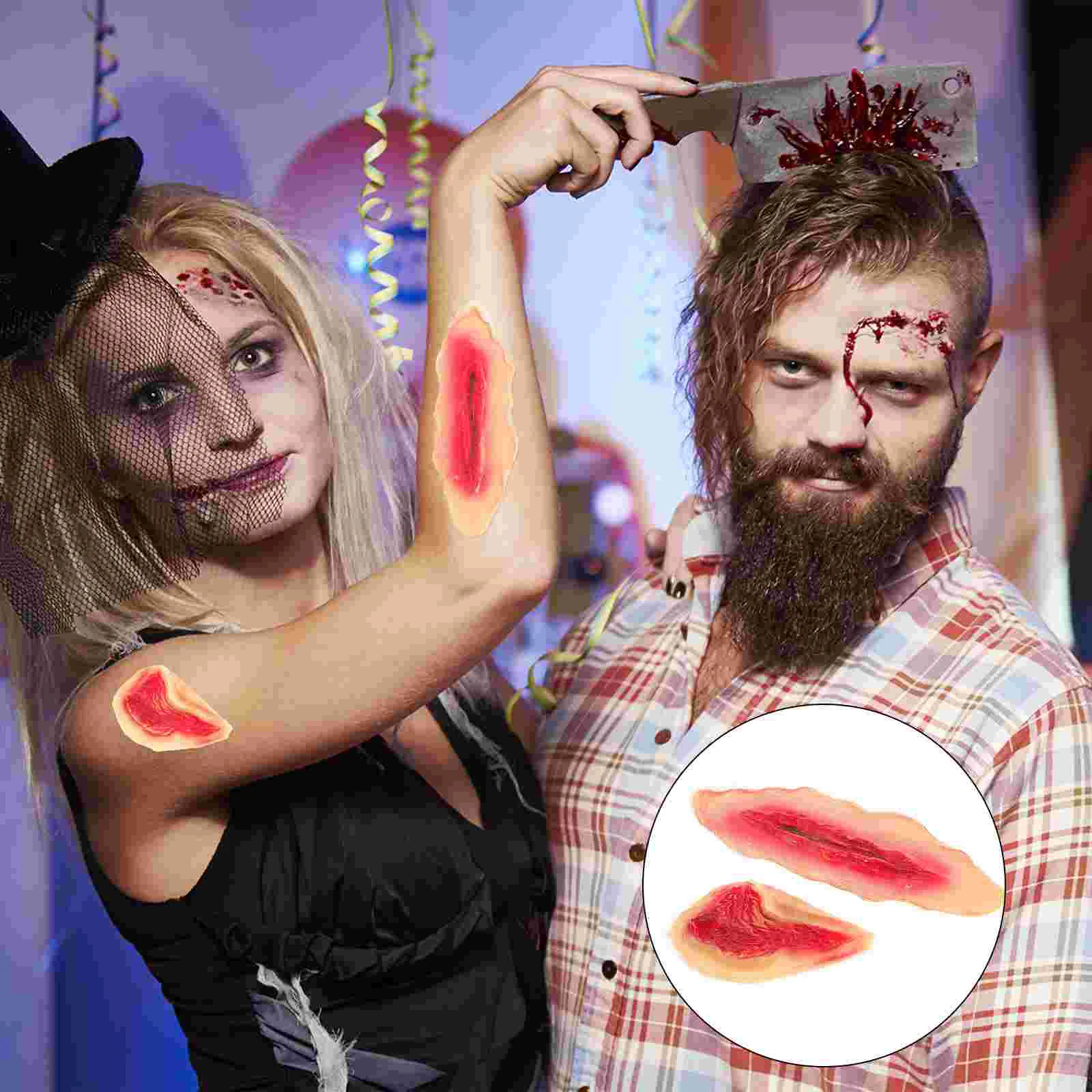 2pcs Halloween 3D Horrible Wound Latex Stickers Make Up Blood Injury Temporary Body Stickers Wound Realistic Blood Scar Pattern
2pcs Halloween 3D Horrible Wound Latex Stickers Make Up Blood Injury Temporary Body Stickers Wound Realistic Blood Scar Pattern