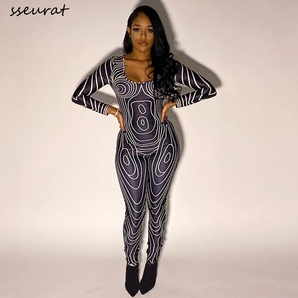 SSEURAT Print Jumpsuit Fashion Sexy Club Outfits for Woman Long Sleeve Bodycon Jumpsuits
SSEURAT Print Jumpsuit Fashion Sexy Club Outfits for Woman Long Sleeve Bodycon Jumpsuits