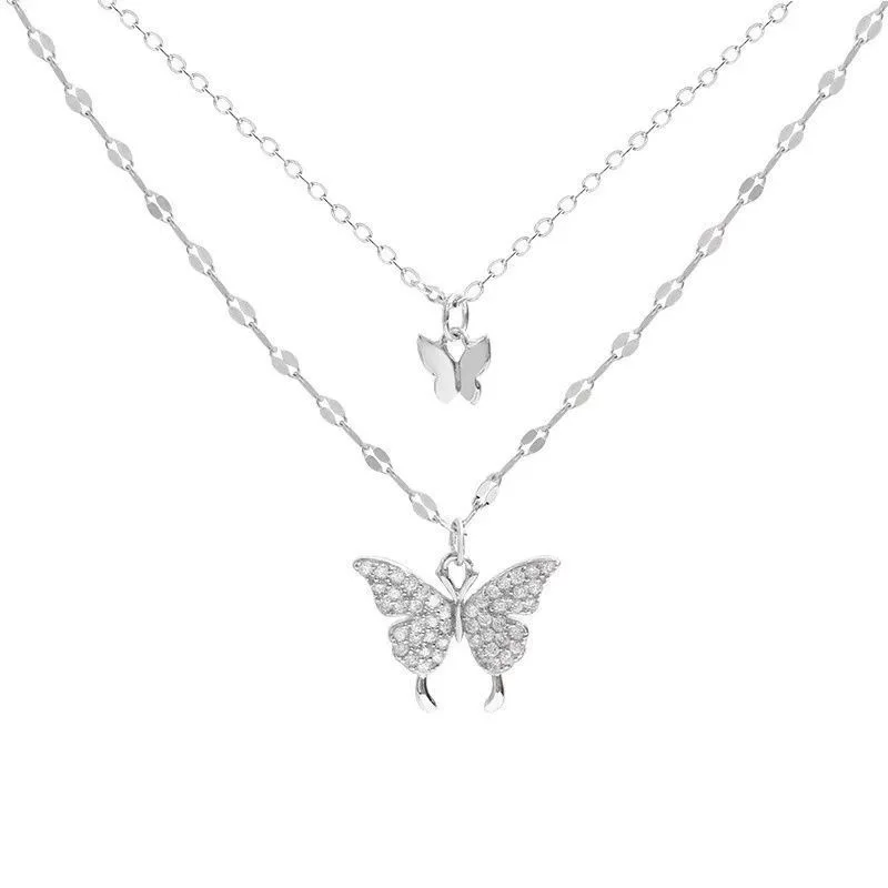 New Shiny Butterfly Necklace for Women Dainty Double Layer Clavicle Chain Neck Accessory Jewelry Ladies Gift Gold Silver Choker
New Shiny Butterfly Necklace for Women Dainty Double Layer Clavicle Chain Neck Accessory Jewelry Ladies Gift Gold Silver Choker