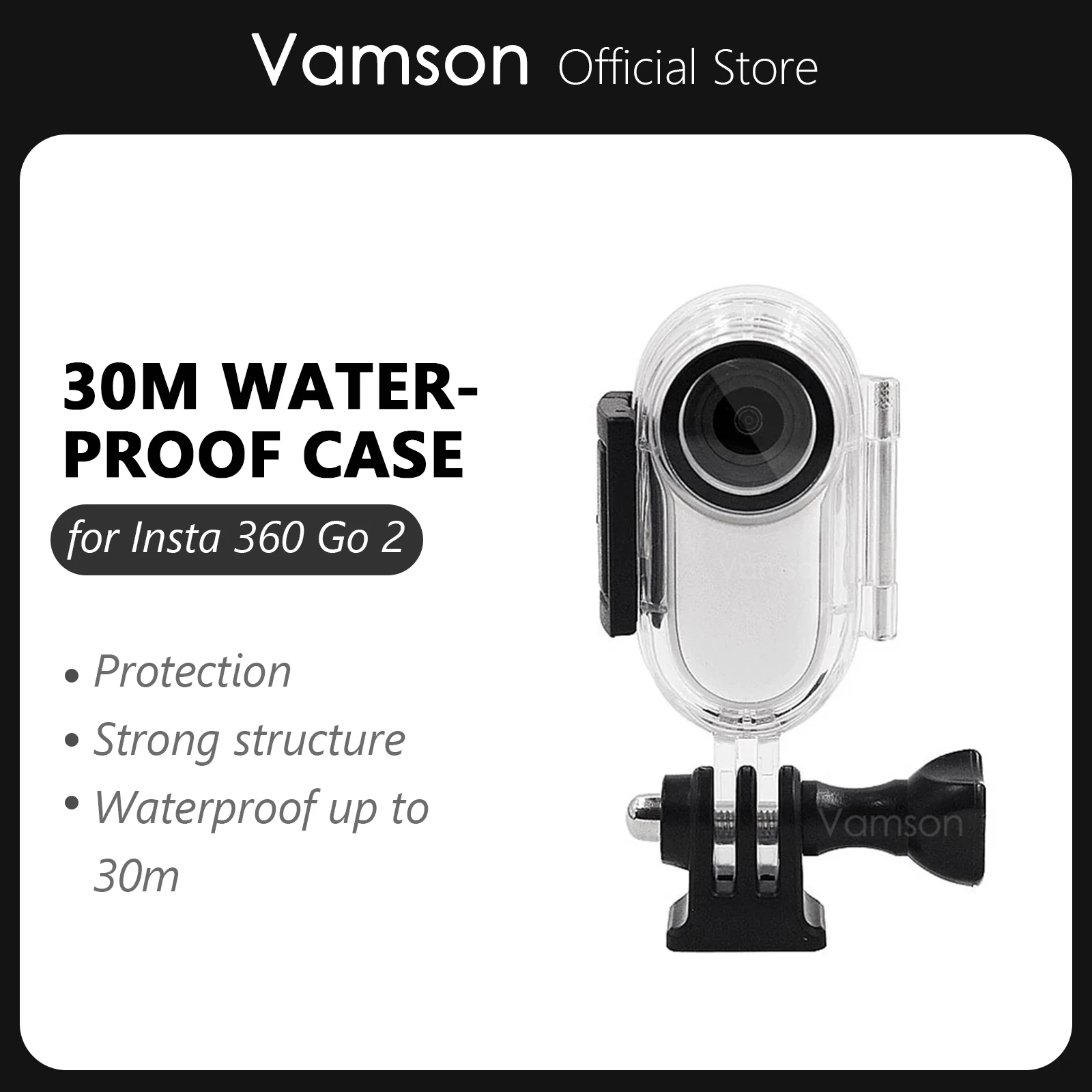 Vamson for Insta 360 Go 2 Accessories 30M Waterproof Underwater Protective Cover Diving Housing for Insta360 Go 2 Case VP620
Vamson for Insta 360 Go 2 Accessories 30M Waterproof Underwater Protective Cover Diving Housing for Insta360 Go 2 Case VP620