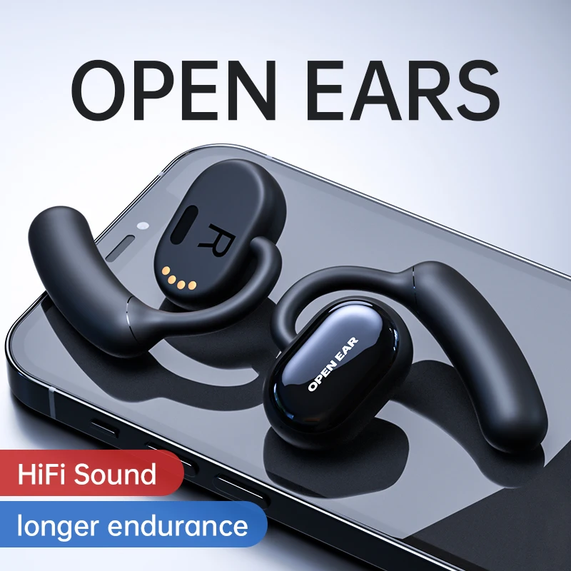 

TWS Earphone Bone Conduction Earhooks Over Ear Bluetooth Headphones Wireless Earbuds Sports Noise Cancelling Open Ear Handsfree