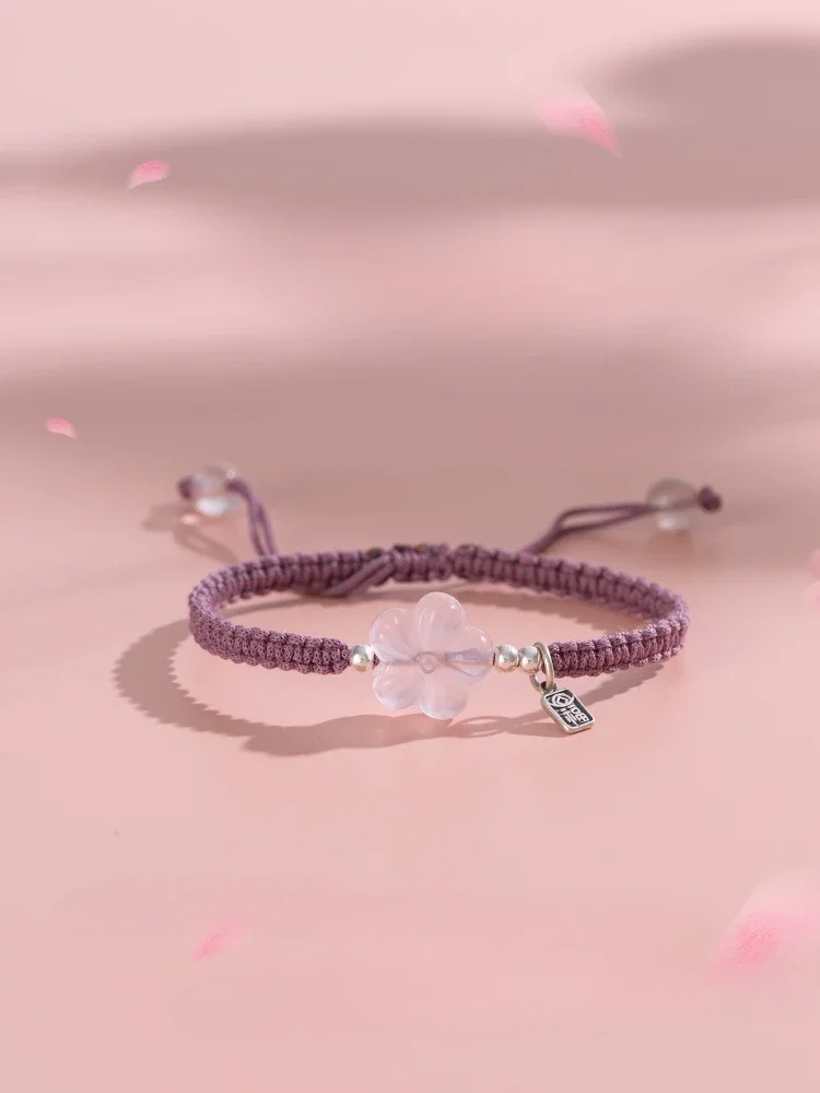 Natural Chalcedony Peach Blossom Carrying Strap Women's Lucky Beads Peach Blossom Knot Handmade Braided Rope Twin Bracelet
Natural Chalcedony Peach Blossom Carrying Strap Women's Lucky Beads Peach Blossom Knot Handmade Braided Rope Twin Bracelet