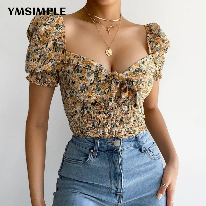 2022 Summer Floral Printed Square Collar Crop Top Slim Blouses Fashion Women Short Sleeve Tops Tie Knot Tunic Short Shirts
2022 Summer Floral Printed Square Collar Crop Top Slim Blouses Fashion Women Short Sleeve Tops Tie Knot Tunic Short Shirts