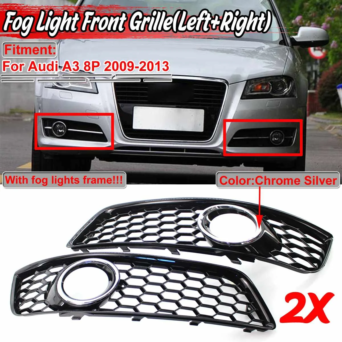 New 2x Honeycomb Mesh Style Car Front Fog Light Cover Honeycomb Grille Grill For Audi A3 8P 2009-2013 8P0807682D 8P0807681D
New 2x Honeycomb Mesh Style Car Front Fog Light Cover Honeycomb Grille Grill For Audi A3 8P 2009-2013 8P0807682D 8P0807681D
